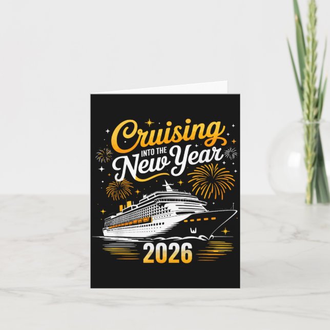 Funny Cruising Into 2026 New Year Matching Family  Card (Front)