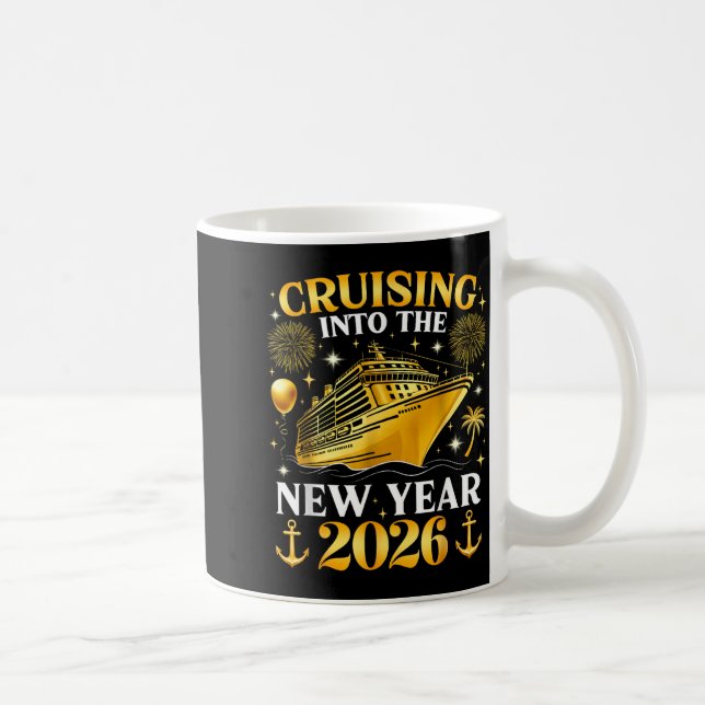 Funny Cruising Into 2026 New Year Matching Family  Coffee Mug (Right)