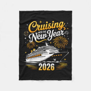Funny Cruising Into 2026 New Year Matching Family  Fleece Blanket