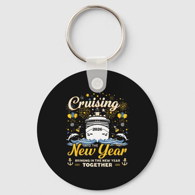 Funny Cruising Into 2026 New Year Matching Family  Keychain (Front)
