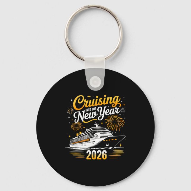 Funny Cruising Into 2026 New Year Matching Family  Keychain (Front)