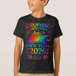 Funny Cruising Into 2026 New Year Ship Vacation Fa T-Shirt