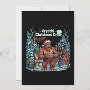 Funny Cryptid Christmas Crew Bigfoot, Mothman Thank You Card