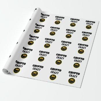 Funny Crypto Crazy Bitcoin Cryptocurrency Face Wrapping Paper by patcallum at Zazzle