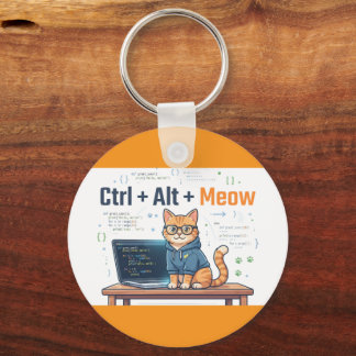 Funny Ctrl Alt Meow Cat Python Programmer Coder Keychain