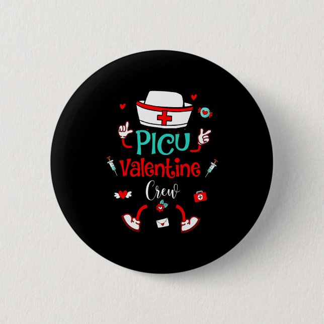 Funny Cu Valentines Day Nurse Crew Family Group  Button (Front)