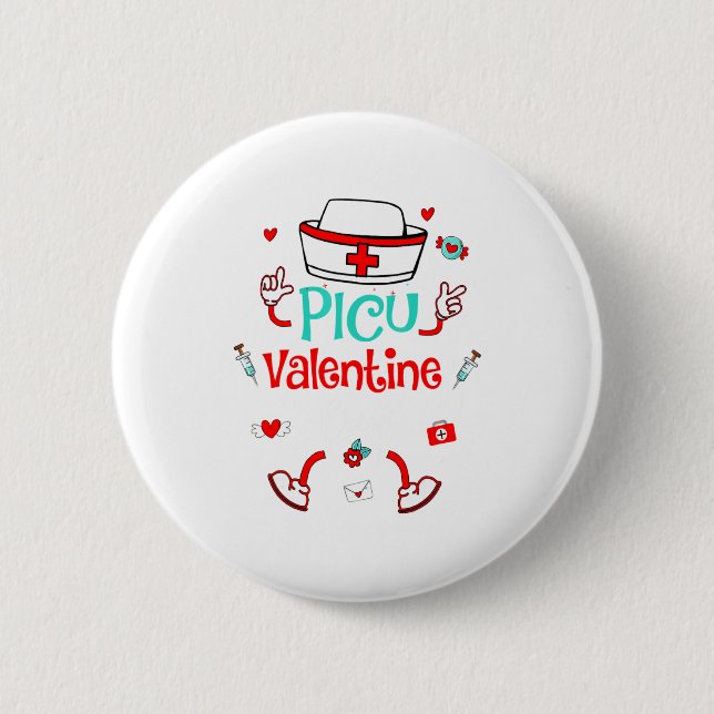 Funny Cu Valentines Day Nurse Crew Family Group  Button (Front)