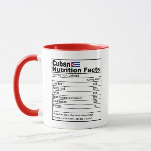 Funny Cuban Nutrition Fact Coffee Mug