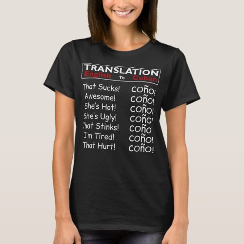 Funny Cuban Spanish Cono Bilingual Slang T T_Shirt