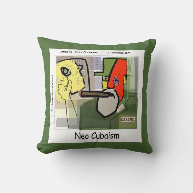 Funny Cubist Castro Throw Pillow (Front)