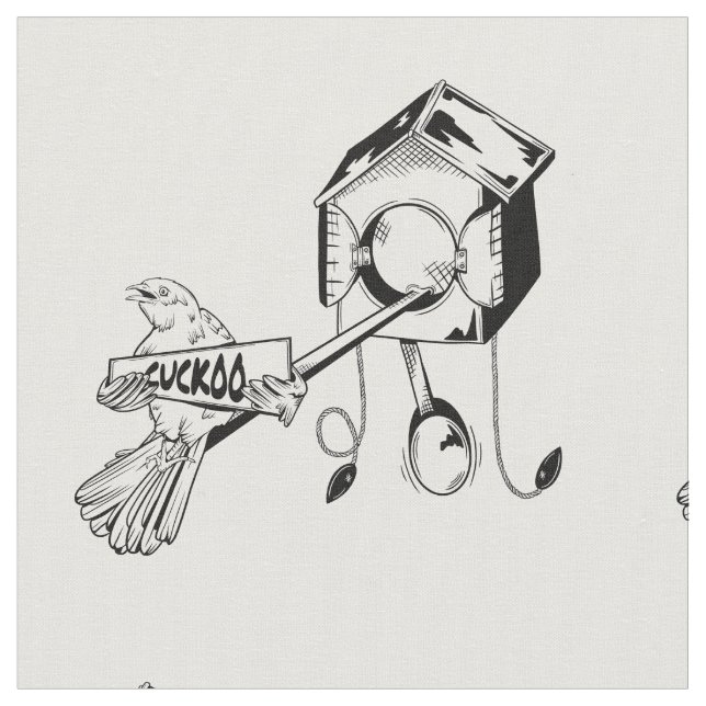 Funny Cuckoo Clock Fabric (Close Up)