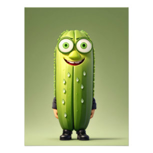 Funny cucumber character photo print