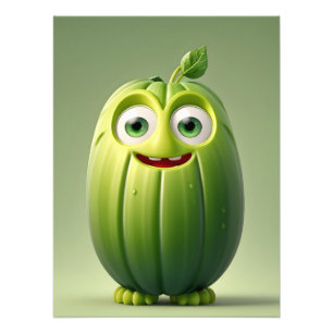 Funny cucumber character photo print