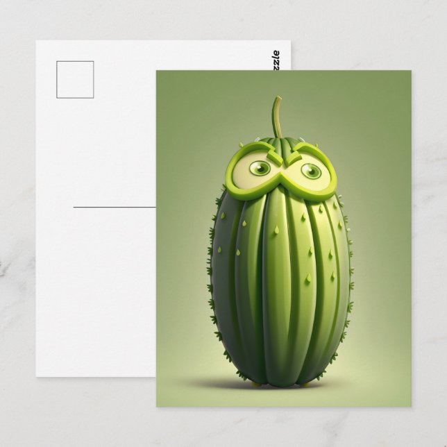 Funny cucumber character  postcard (Front/Back)