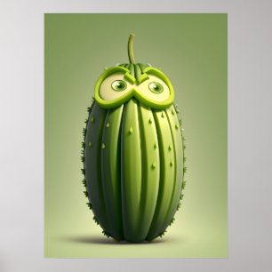 Funny cucumber character  poster