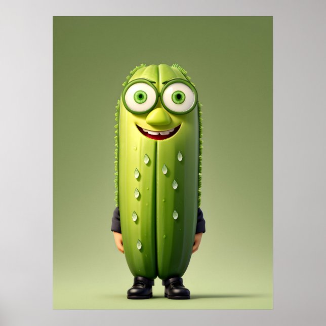Funny cucumber character  poster (Front)