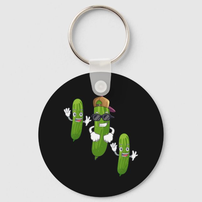Funny Cucumber Pickle Dancing Food Keychain (Front)