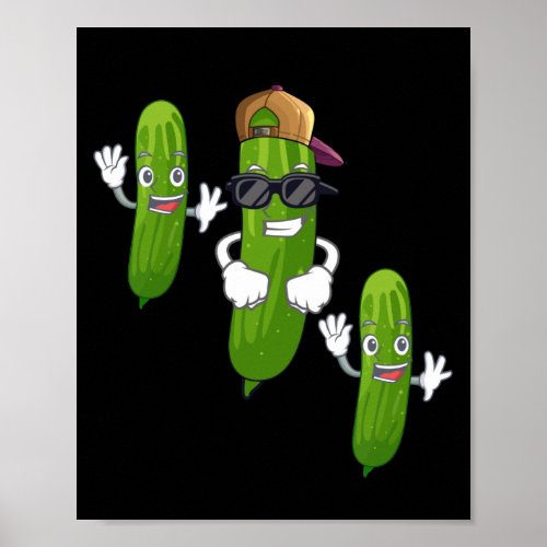 Funny Cucumber Pickle Dancing Food Poster