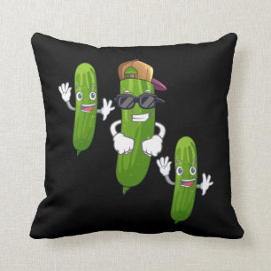 Funny Cucumber Pickle Dancing Food Throw Pillow