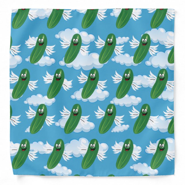 Funny Cucumber Pickles Food Humor Fantasy Emojis Bandana (Front)