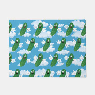 Funny Cucumber Pickles Food Humor Fantasy Emojis Doormat