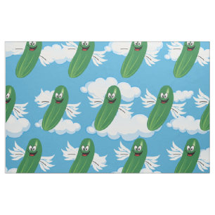 Funny Cucumber Pickles Food Humor Fantasy Emojis Fabric