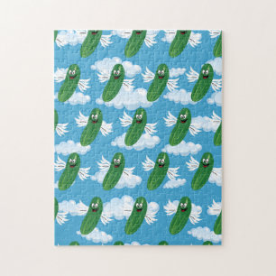 Funny Cucumber Pickles Food Humor Fantasy Emojis Jigsaw Puzzle
