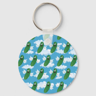 Funny Cucumber Pickles Food Humor Fantasy Emojis Keychain