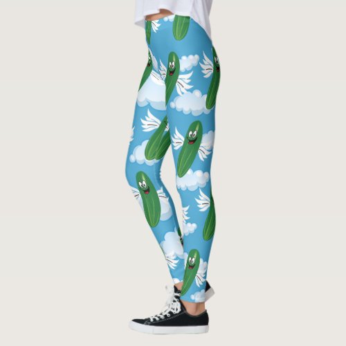 Funny Cucumber Pickles Food Humor Fantasy Emojis Leggings