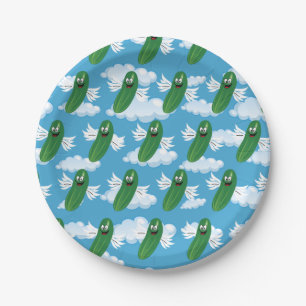 Funny Cucumber Pickles Food Humor Fantasy Emojis Paper Plates