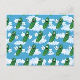 Funny Cucumber Pickles Food Humor Fantasy Emojis Postcard