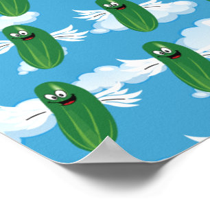 Funny Cucumber Pickles Food Humor Fantasy Emojis Poster