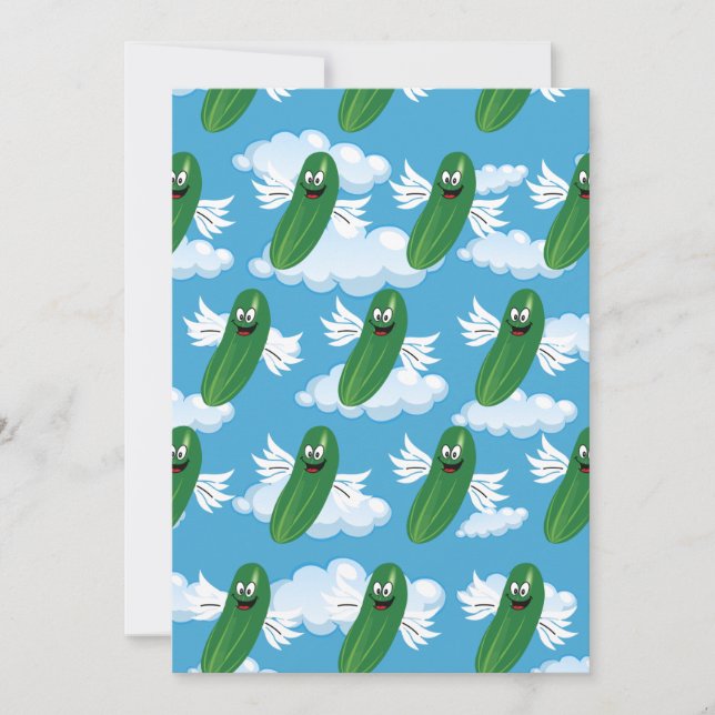 Funny Cucumber Pickles Food Humor Fantasy Thank You Card (Front)