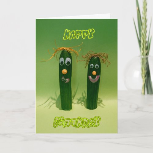 Funny Cucumbers Happy Birthday Greeting Card