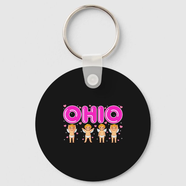 Funny Cud Ohio Midwestern Party O-h-i-o In Valenti Keychain (Front)