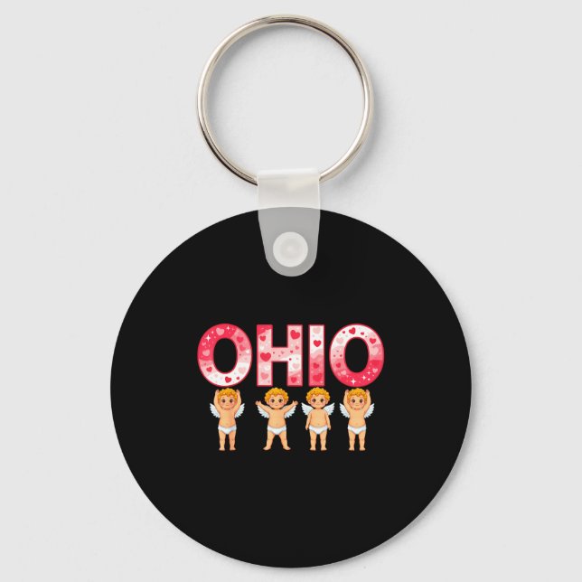 Funny Cud Ohio Midwestern Party O-h-i-o In Valenti Keychain (Front)