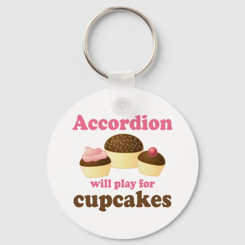 Funny Cupcake Accordion Music Quote Gift Keychain