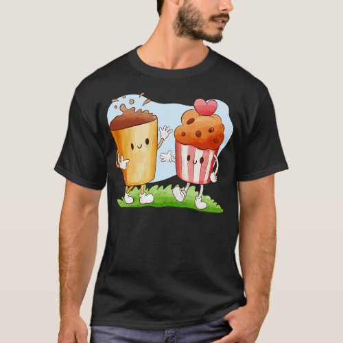 Funny Cupcake And Coffee T_Shirt