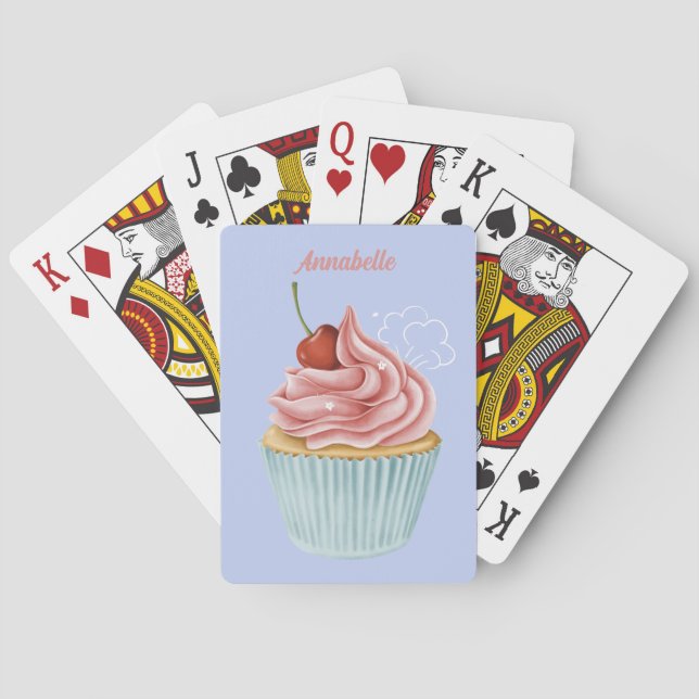 Funny Cupcake Love custom name  Poker Cards (Back)