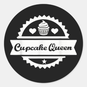 Funny cupcake Queen word art  Classic Round Sticker
