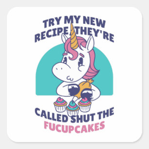 Funny Cupcake Unicorn Square Sticker