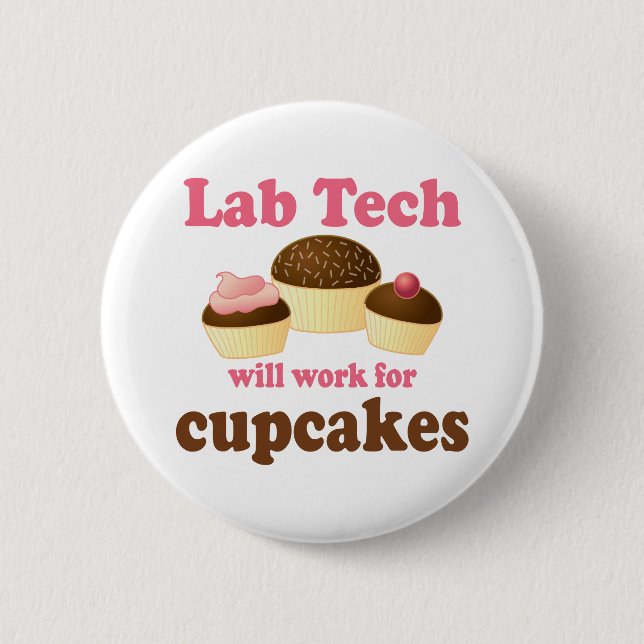 Funny Cupcakes Design Lab Tech Button (Front)