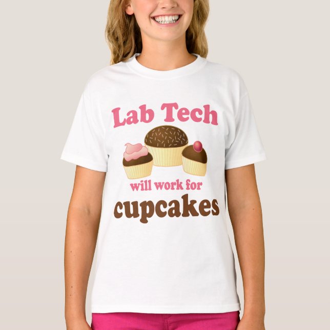 Funny Cupcakes Design Lab Tech T-Shirt (Front)