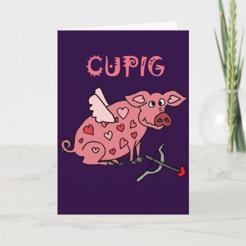 Funny Cupig Love Pig Holiday Card