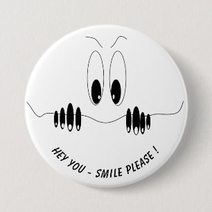 Funny Curiosity Eyes Button Smile Your Text/Color