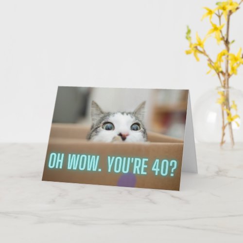 Funny Curious Cat 40th Birthday   Card