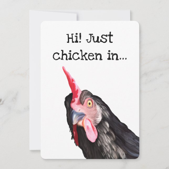 Funny Curious Chicken Checking In  Card (Front)