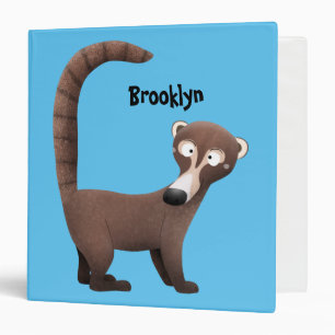 Funny curious coatimundi cartoon illustration  3 ring binder