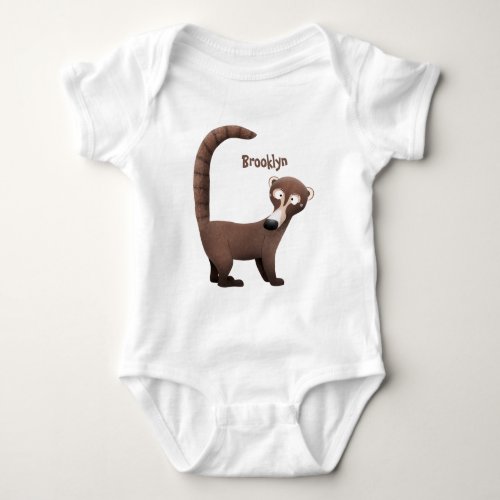 Funny curious coatimundi cartoon illustration baby bodysuit