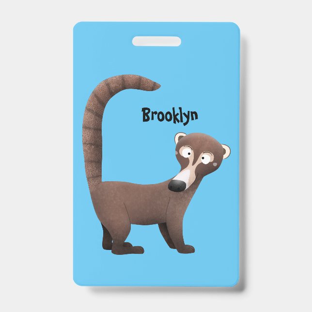 Funny curious coatimundi cartoon illustration badge (Front)
